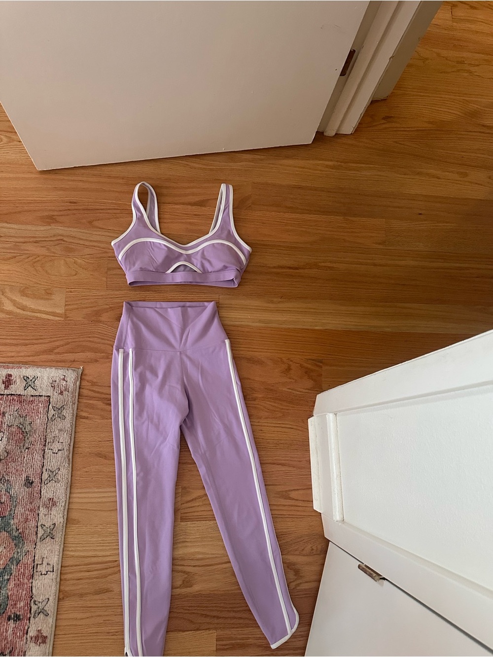 Beach Riot Lavender Active Set with White Trim